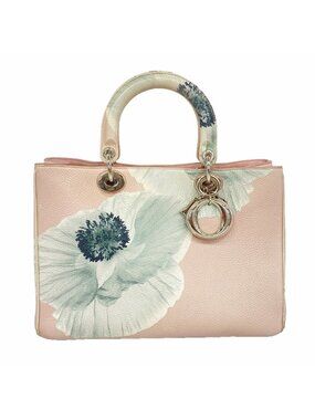 Dior Handbag Lady Diorissimo Leather Pink Gray Silver